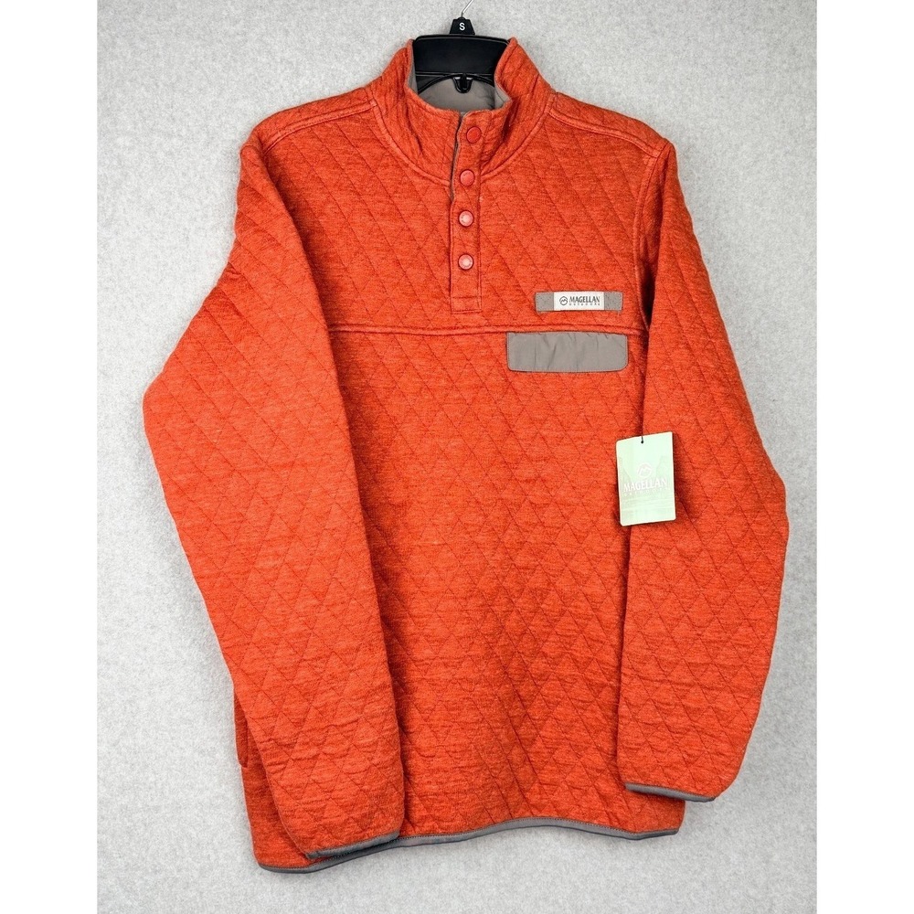 NWT Magellan Outdoors Campfire Quilted Henley Pullover Red Ochre Size S